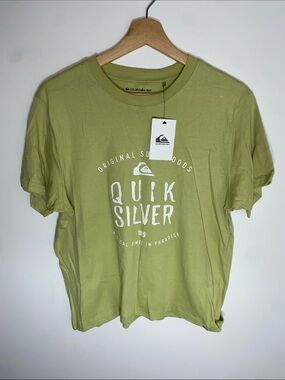 Quiksilver Light Olive Cropped Graphic Logo Tee